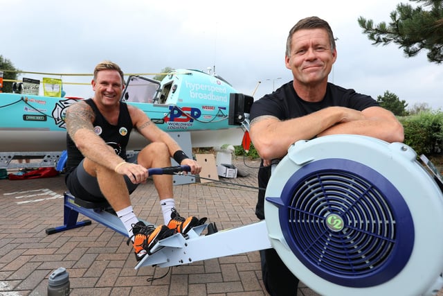 Firefighters Stu Vince and Craig Sadler, right, will be rowing the Atlantic during December in the Talisker Whisky Atalntic Challenge, raising money for firefighters charities and Solent Mind. 999 Day at Port Solent
Picture: Chris Moorhouse (jpns 030922-10)