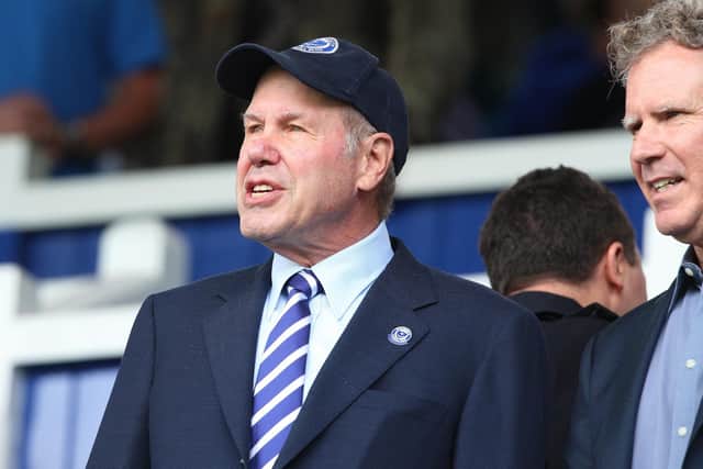 Pompey chairman Michael Eisner has flown over to take in the League One opener with Bristol Rovers.