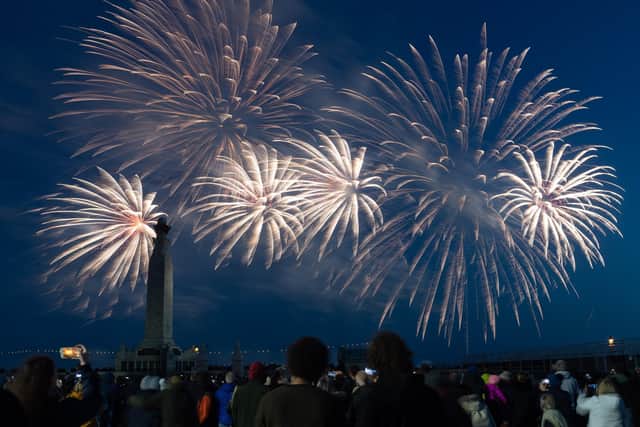 Fireworks over the war memorial in Portsmouth. Stock Picture: Keith Woodland (080619-192)