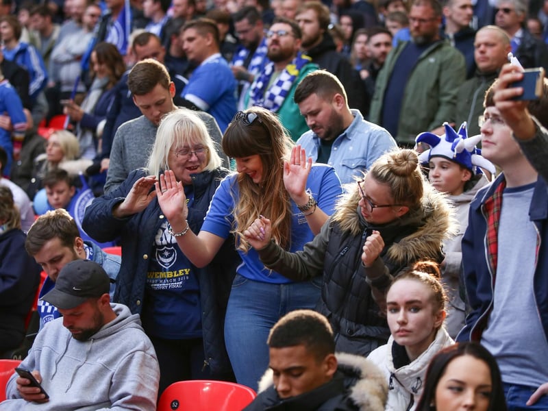 Pompey fans at Wembley against Sunderland in the Checkatrade Trophy final on March 31, 2019. Picture: Habibur Rahman