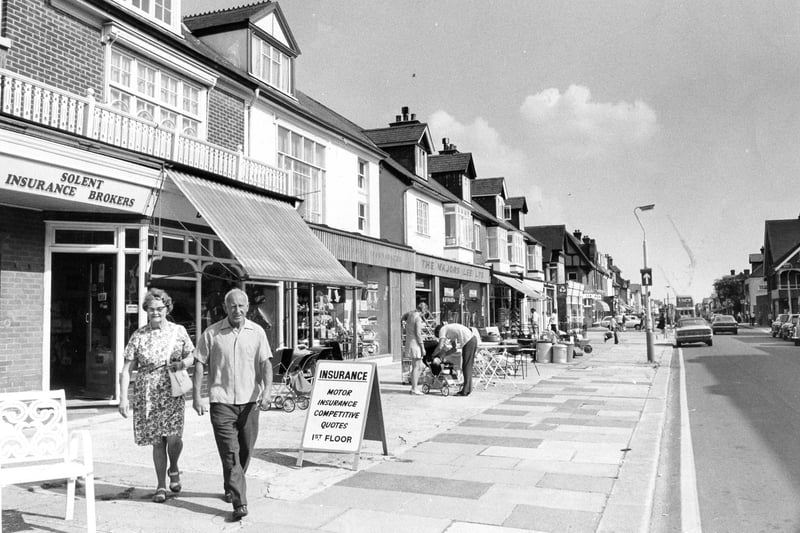 Pedestrians enjoying a stroll down the High Street at Lee-on-the-Solent, Gosport in August 1974. The News PP3304