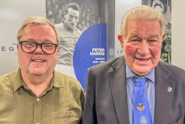 Gary Tipp (left) with former Pompey mascot and assistant kit manager Barry Harris.