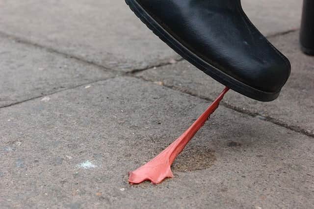 Chewing gum stuck to pavements, one of Emma's pet peeves.