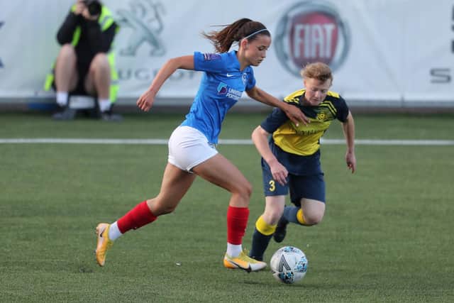 Pompey's Mia Adaway on the ball. Picture by Dave Haines.