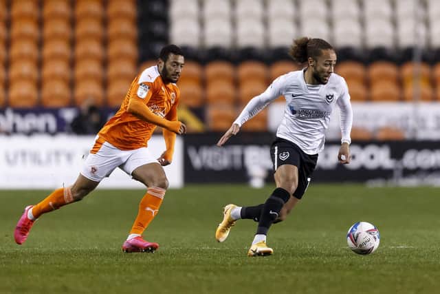 Marcus Harness was once again an attacking threat in Pompey's trip to Blackpool. Picture: Daniel Chesterton/phcimages.com