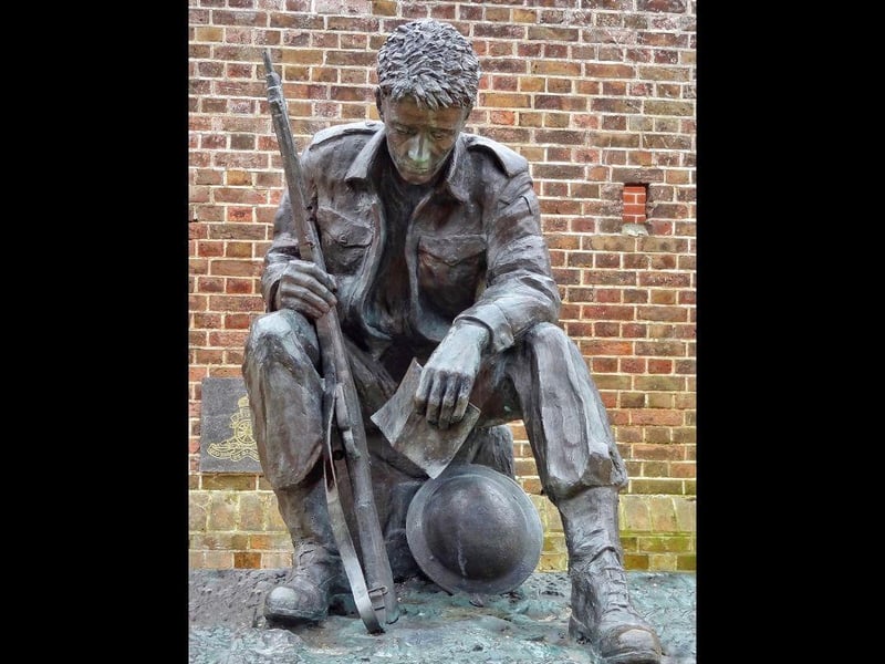 The statue of a World War II soldier can be found outside of the D-Day Story in Clarence Esplanade in Southsea.