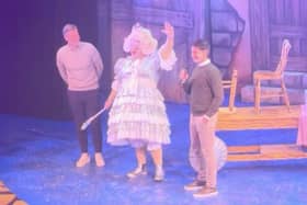 Stills from video of Danny Cowley on stage during the Pompey Panto, Cinderella at The Kings Theatre, Portsmouth.