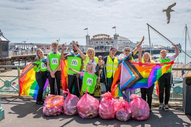 McDonald's team in Brighton litter picking in the community for Pride