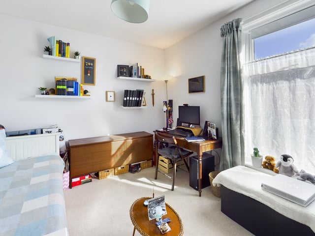 One of the bedrooms, currently used as a guest room/office space, in the property on sale on Londesborough Road, Southsea by Chinneck Shaw.
