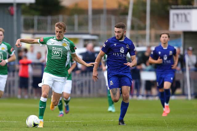 Harry Sargeant, right, serves a one-match suspension this weekend. Picture: Chris Moorhouse (jpns 180821-29)