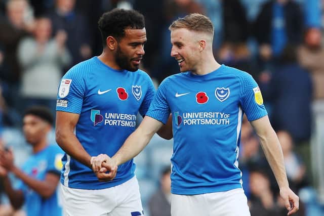 Louis Thompson, left, and Joe Morrell missed out on places in Pompey's starting XI against Morecambe.   Picture: Joe Pepler