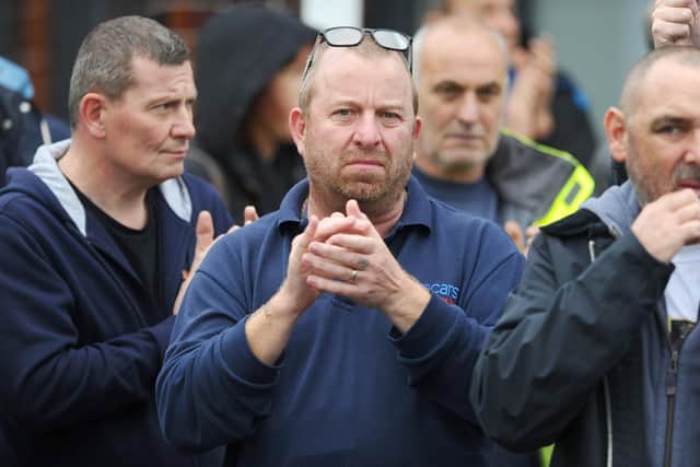 Well-known Pompey FC fan Basher Benfield's funeral took place on Friday, October 30, and his hearse passed Fratton Park on the way to his funeral at Portchester Crematorium.Picture: Sarah Standing (301020-8584)