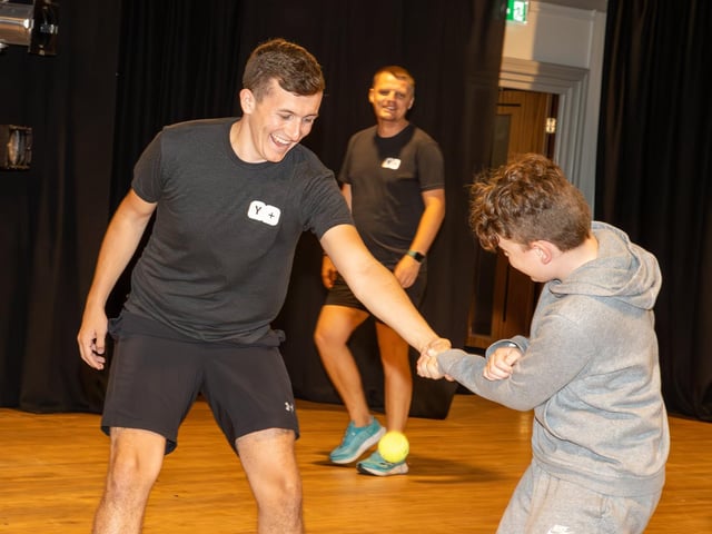 Y+ Youth Services are running an HAF Programme, sponsored by Portsmouth City Council at Portsmouth Guildhall, for kids between 11-16 with Gladiator themed activities. Pictured - Kids enjoying the activities on offer from Y+.