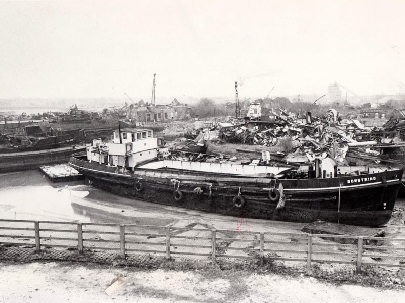 A classic image of Pounds scrapyard at Tipner, Portsmouth, in December 1984