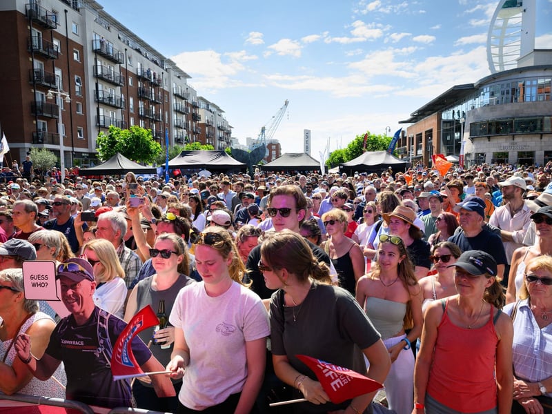 Gunwharf was packed as people flocked to welcome back the teams.Picture: Keith Woodland (270721-125)