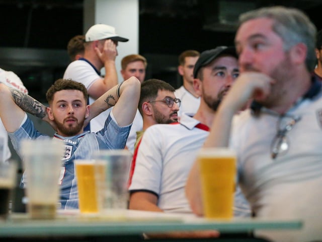 Fans watch Netherlands v England, UEFA Euros 2024 semi-final played in Dortmund, at Village Hotel, Lakeshore Drive, CoshamPicture: Chris  Moorhouse (100724-054)