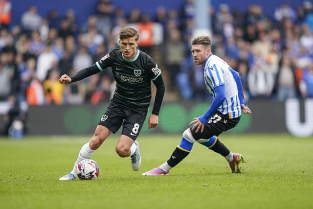 Freddie Potts in possession for Pompey against Sheffield Wednesday. Picture: Jason Brown/ProSportsImages