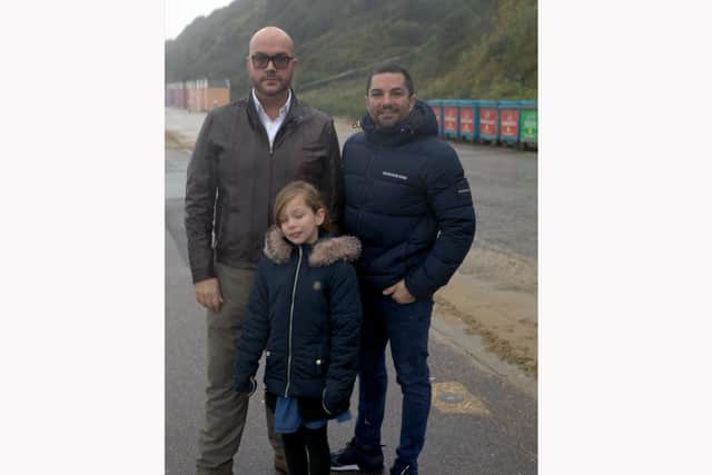 Lexi Gatenby from Copnor has a role in upcoming feature film Nemesis. Pictured: Lexi with her father Andy Gatenby and producer Jonathan Sothcott