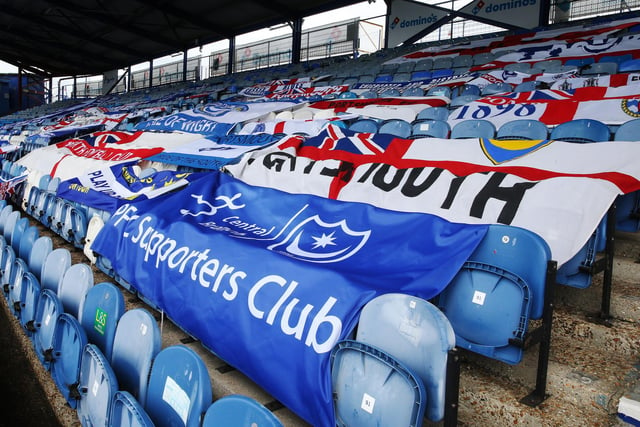 Flags have taken over the stands at Fratton Park