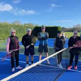 Rowlands Castle and Warsash 3rds mixed players, from left: Denise Franks, Nigel Banton, Alex Hairsnape, Louise Downie, Dawn Wears, Roger Castle, Matt
Bennett and Lynne Dawson