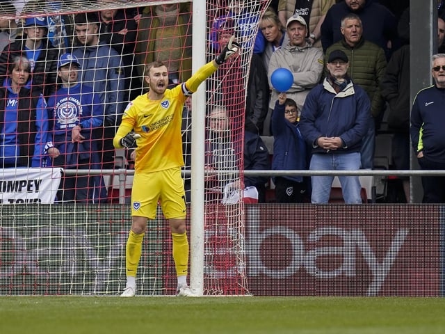 Will Norris issues instructions to the Pompey players in front of the travelling Pompey faithful