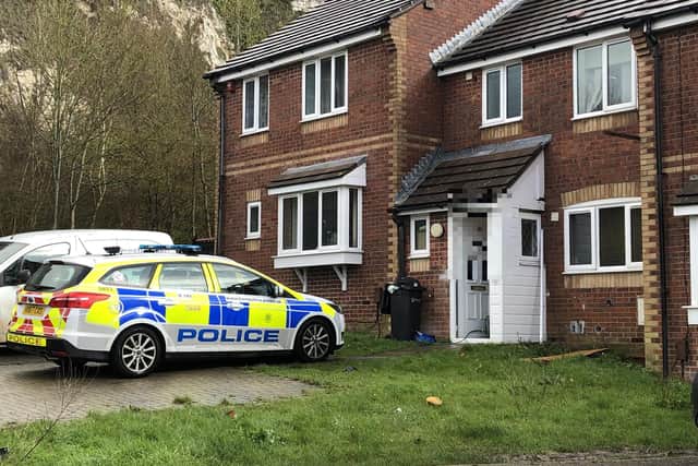 Police outside a home in Meadowsweet Way, in Wymering, where a 17-year-old boy was stabbed. Photo: Tom Cotterill