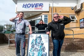 Pictures shows from left to right: Chris Davies from Hovertravel, Hayley Woodward and Paul Topping, both from Isle of Wight Radio
