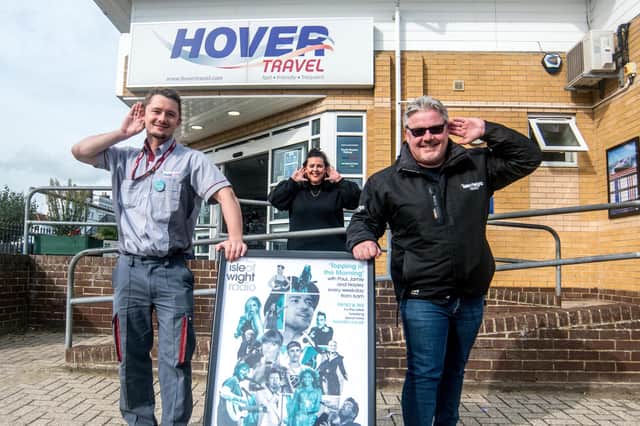 Pictures shows from left to right: Chris Davies from Hovertravel, Hayley Woodward and Paul Topping, both from Isle of Wight Radio