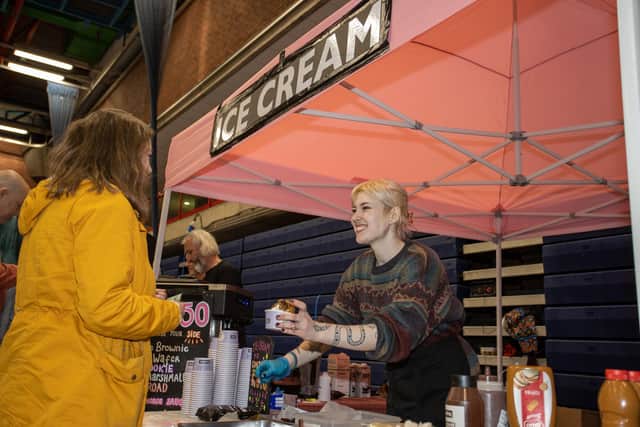 Sophie Kerswell running the vegan ice cream stall
Photos by Alex Shute