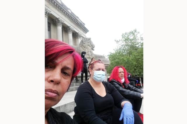 Waterlooville resident Anita Anongu at the Black Lives Matter protest with other supporters.