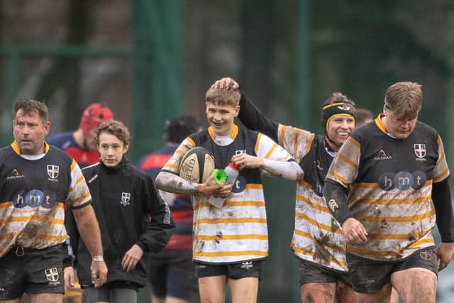 Tommy Hare, centre, got both of Portsmouth's tries in the defeat at Old Walcountians Picture: Keith Woodland