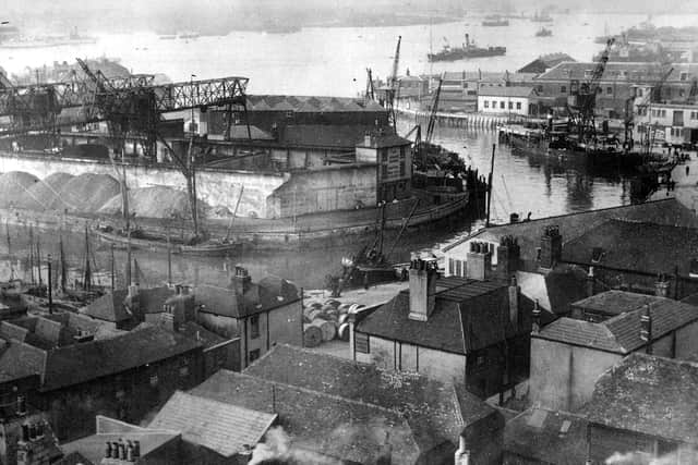 The Camber Dock, Old Portsmouth, taken from the top of the cathedral bell tower circa 1930. Picture: costen.co.uk