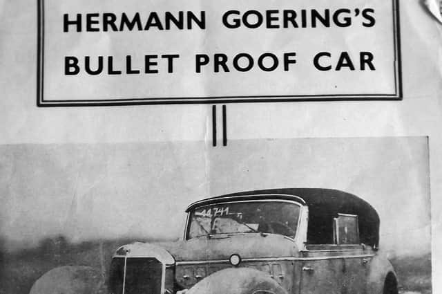 Hermann Goering’s bulletproof car which was found among 30,000 captured enemy vehicles.