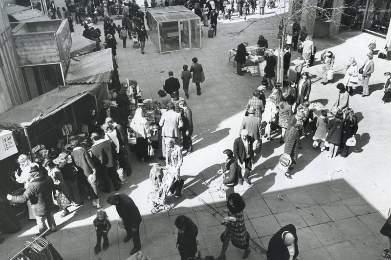 The packed market in the Tricorn Centre in Portsmouth