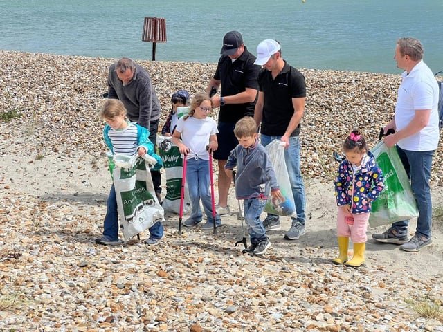 Anglers completing their shoreline cleanup as a condition of entry of the Sea Angling Classic bringing their families down to the beach to take part and show good practice to the next generation