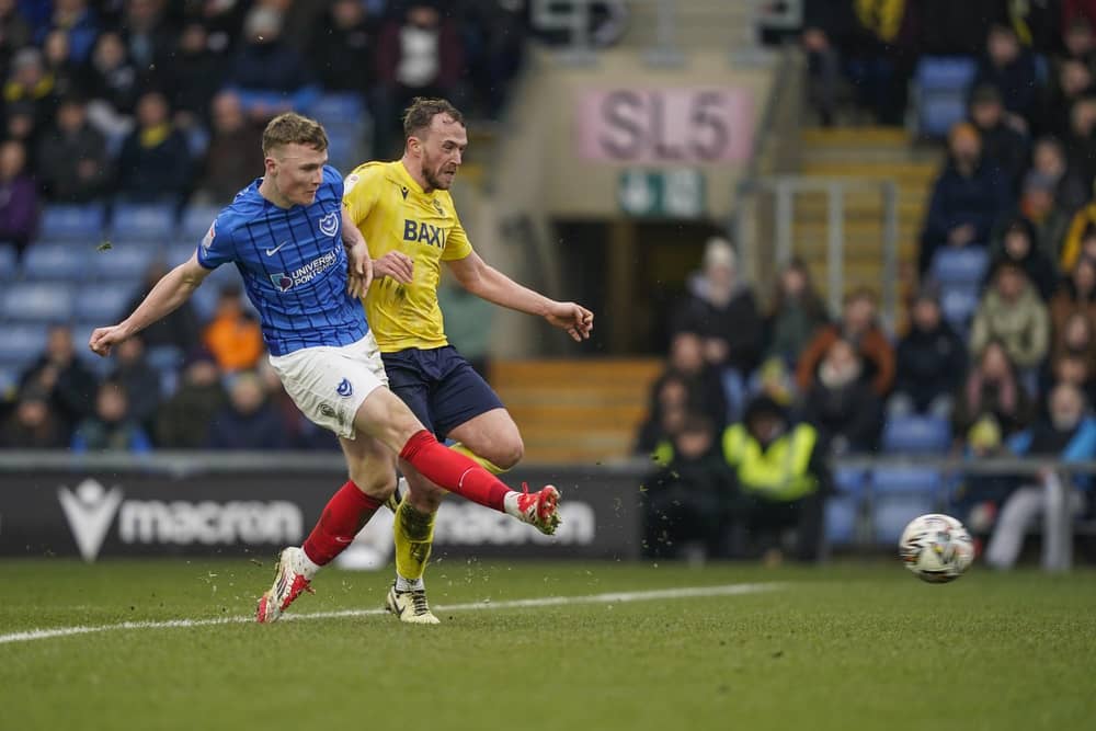 Substitute Mark O'Mahony seals Pompey's huge victory at Oxford United. Picture: Jason Brown/ProSportsImages