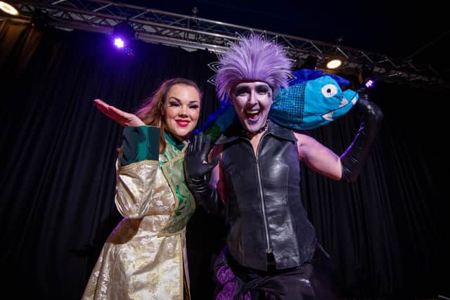 Charlotte C-K as Prince Eric and Aled Price as Ursula at Portsmouth Guildhall, Portsmouth
Picture: Habibur Rahman