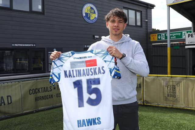 Tomas Kalinauskas arrives at Westleigh Park last week. Picture by Dave Haines