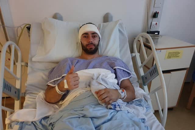 Dan Braiden, 31, of Cosham, was diagnosed with a brain tumour a year after successful treatment for testicular cancer
Picture: Brain Tumour Research