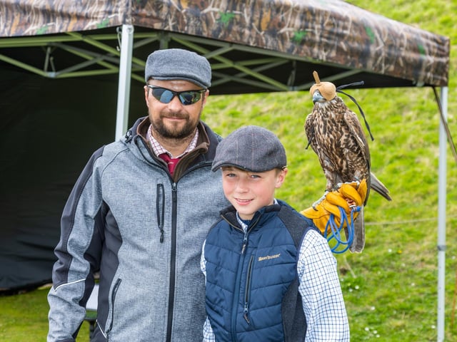 Families braved the cold on Tuesday (April 2) to take advantage of amazing free entertainment at Fort Nelson, with Easter egg hunts and falconry displays. Pictured - Kevin Lochner and his son Max, 14, of Hawking About.