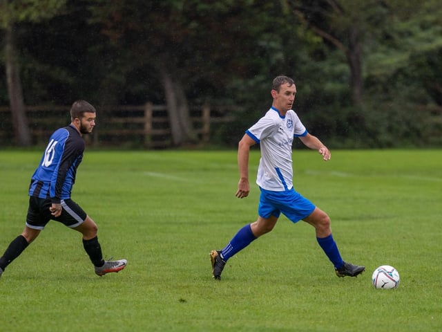 Padnell (blue) v AC Copnor Reserves. Picture by Mike Cooter