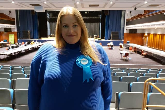 Outgoing Conservative group leader on Portsmouth City Council Donna Jones at the local election count in Portsmouth Guildhall on May 8, 2021

Picture: Fiona Callingham