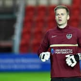Alex Bass has made 41 appearances for Pompey, but has been behind Gavin Bazunu this season and is currently on loan to Bradford. Picture: Graham Hunt/ProSportsImages