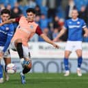 Alex Robertson battles for possession in Pompey's FA Cup humiliation at Chesterfield. Picture: Jan Kruger/Getty Images