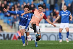 Alex Robertson battles for possession in Pompey's FA Cup humiliation at Chesterfield. Picture: Jan Kruger/Getty Images