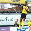 Gosport Borough midfielder Theo Lewis celebrates his goal against Merthyr. Picture: Tom Phillips