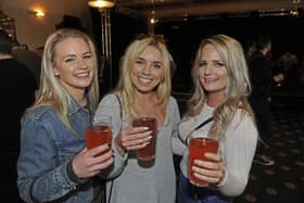 Punters enjoy a tipple at the 2017 Portsmouth Beer Festival held at The Guildhall in Portsmouth (left to right),  Amy Davies, Katie Mendonca, and Emma Lawley.Picture Ian Hargreaves 170613-1