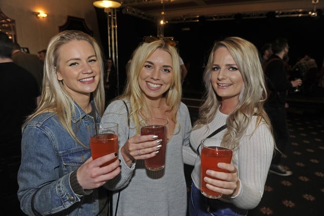 Punters enjoy a tipple at the 2017 Portsmouth Beer Festival held at The Guildhall in Portsmouth (left to right),  Amy Davies, Katie Mendonca, and Emma Lawley.Picture Ian Hargreaves 170613-1