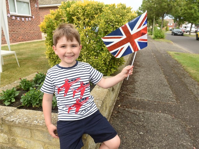 Oskar Rood, five, in Cumberland Avenue, Emsworth (030622-9147)