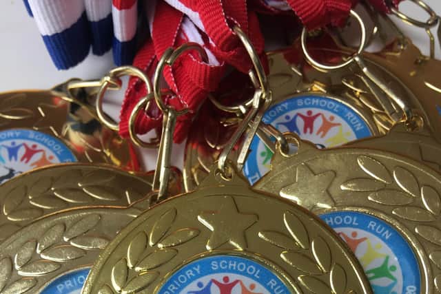 The medals donated by Victory Trophies.
